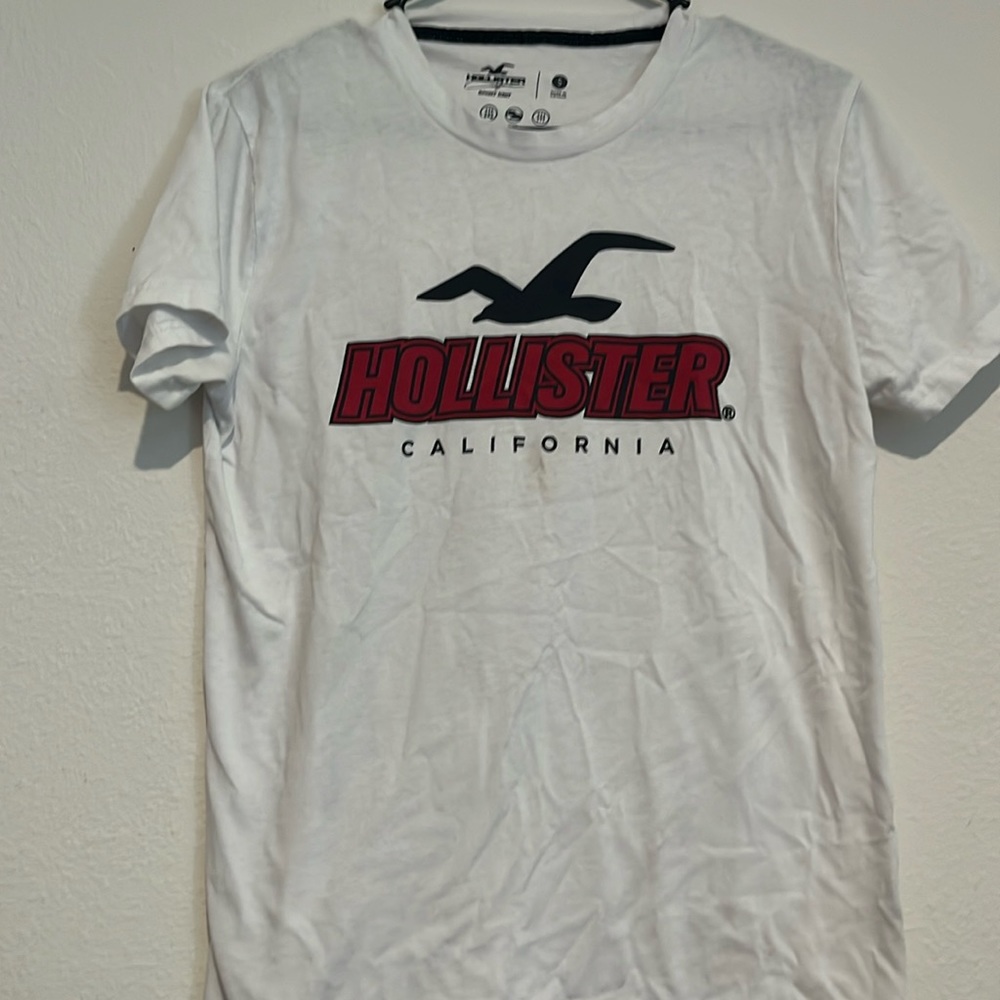 Women’s White Hollister Graphic Logo Print Bird T Shirt Crew Neck Tee
